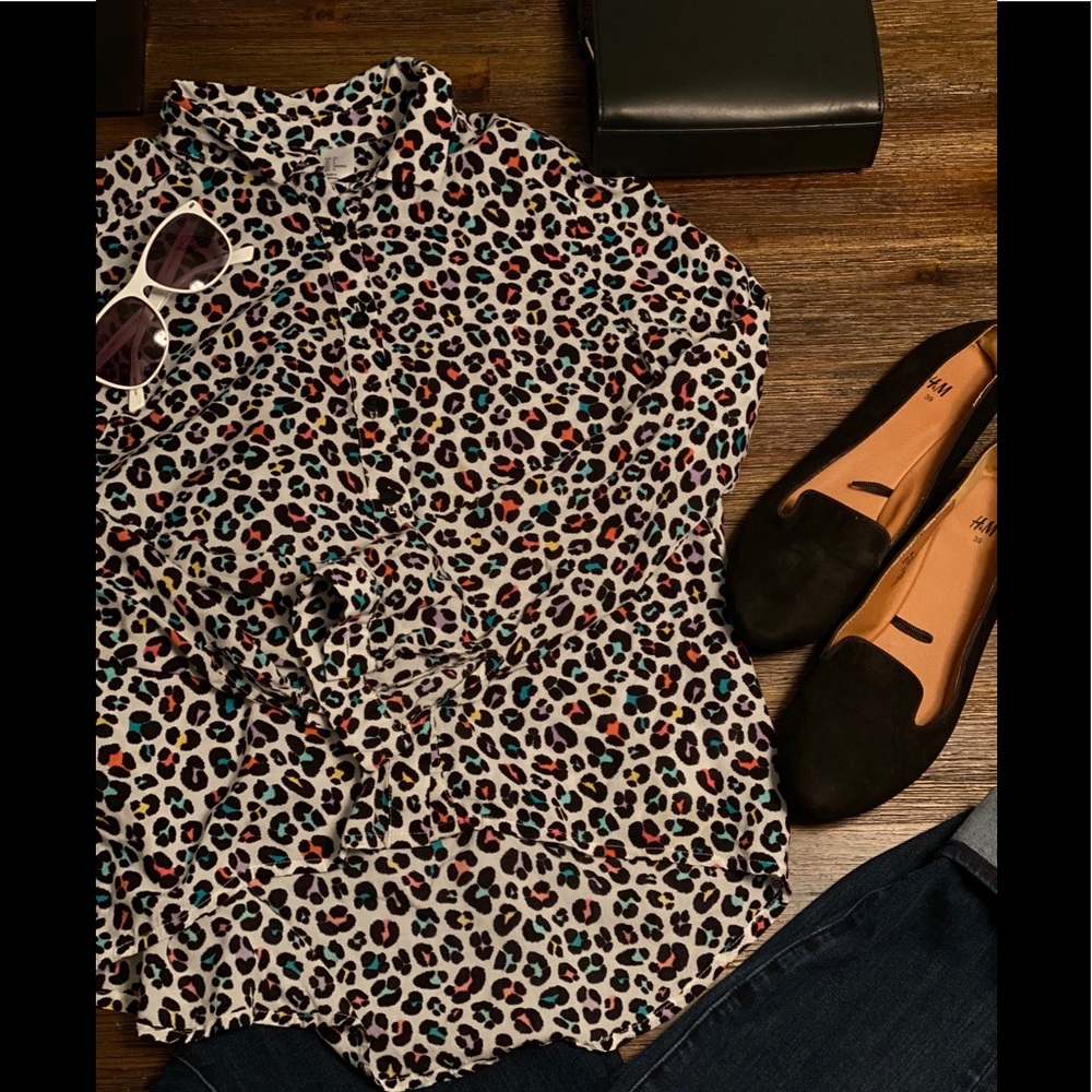 H&M divided multicolor leopard print hi low top